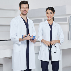 Camici bianchi professionali ospedalieri <span class=keywords><strong>medici</strong></span> e farmacisti uniformi cappotti <span class=keywords><strong>medici</strong></span> manica corta lunga camici da laboratorio donna resistenti - Product Image 4