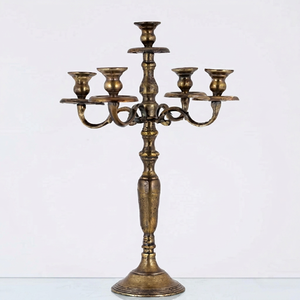 Candélabre en laiton antique pour mariage, porte-bougie chauffe-plat, fait main, décoration d'intérieur, 60 CM - Product Image 1