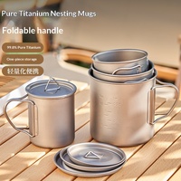 Tasse à thé monocouche en titane pour camping en plein air, tasse pliable portable, tasse à café légère 1209