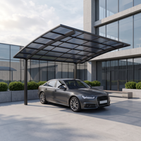 Abri de stationnement moderne personnalisé en polycarbonate et aluminium, imperméable, pour véhicules extérieurs, avec option entrepôt, direct usine