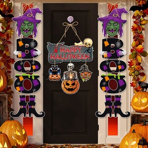 Set Decorazioni <span class=keywords><strong>Halloween</strong></span> da Appendere: Testa di Strega, Lettere 'Boo', Insegna 'Happy <span class=keywords><strong>Halloween</strong></span>', Gatto, Zucca, <span class=keywords><strong>Scheletro</strong></span>, Stivali, Striscione per Festa Spettrale - Product Image 3