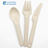 36 Ensembles de Couverts Jetables Écologiques Biodégradables Compostables en Bagasse, Style Simple, Blanc, Couteau Fourchette Cuillère en Papier Comestible