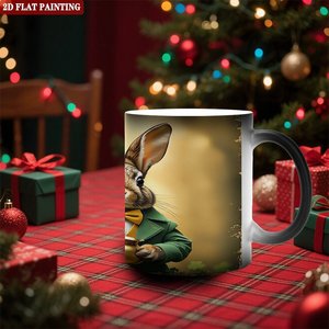 Mug à sublimation vierge 11oz en céramique noire givrée, tasse sensible à la chaleur, cadeau d'entreprise - Product Image 2
