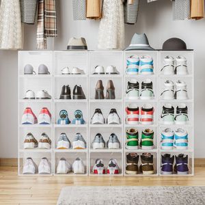 Nova Caixa Organizadora de Sapatos Dobrável Transparente Gigante Preta de Plástico PP para Tênis e Calçados - Estilo Doméstico Empilhável - Product Image 6