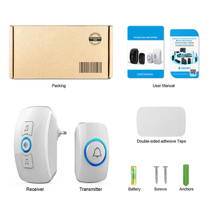 Nuovo <span class=keywords><strong>Campanello</strong></span> Senza Fili Impermeabile 300 M Remote EU UK US AU Spina intelligente porta Campana <span class=keywords><strong>Campanello</strong></span> batteria 1 2 button 1 2 3 ricevitore AC - Product Image 2