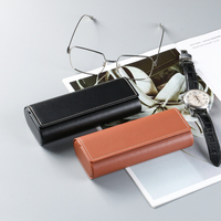 Étui à lunettes E88 en cuir PU semi-rigide de forme irrégulière, tendance rétro, logo personnalisé, résistant à la pression, portable pour lunettes de soleil