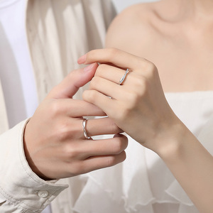 Anelli Abbinati Regolabili alla Moda per Uomo e Donna in Argento Sterling 925, Anelli Classici Intrecciati per Coppie, Regalo per Anniversario - Product Image 2