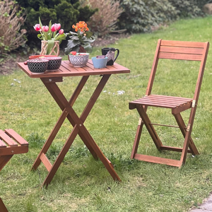 Ensemble de meubles de jardin Combohome 3 pièces pour petits balcons, ensemble de balcon en bois, chaise et table pliantes en bois massif pour jardin - Product Image 3