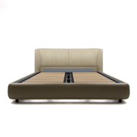 Italienisches Minimalistisches Archibald-Stil Echtleder-Bettgestell Luxuriöses Weich Gepolstertes Doppelbett für Hauptschlafzimmer Villa