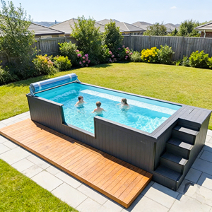 Piscina de fibra de vidrio de lujo para nadar, accesorios para piscinas, contenedor para piscinas, piscinas de diversión acuática - Product Image 5