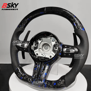 عجلة قيادة رياضية <span class=keywords><strong>M</strong></span> مع إضاءة LED من ألياف الكربون المطروقة باللون الأزرق لسيارات BMW F10 F15 F20 F22 F30 F32 F36 M4 F82 M3 F80 E87 E90 E92 E60 - Product Image 6