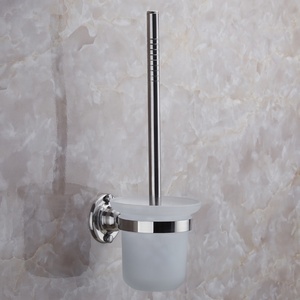 Spazzola per WC Economica, Moderna e Resistente in <span class=keywords><strong>Acciaio</strong></span> Inox con Supporto in Vetro per Accessori <span class=keywords><strong>Bagno</strong></span> - Product Image 1