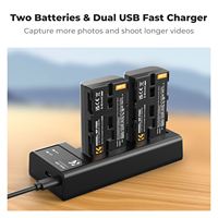 Set Baterai dan Charger Kamera K&F Concept 2 Pack 2600mAh NP-F550 untuk Baterai Sony NP-F550 F570 F750 F770 F930 F950 F960 F970