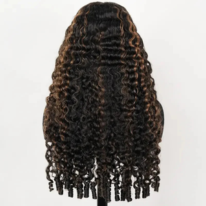Peluca de Cabello Humano <span class=keywords><strong>con</strong></span> Encaje Frontal 13x6, Color Marrón <span class=keywords><strong>con</strong></span> Reflejos, Rizado Birmano, Densidad 300%, Encaje HD Transparente, Sin Pegamento - Product Image 5