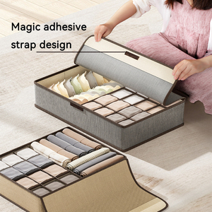 Cajón organizador 3 en 1 para uso en dormitorio doméstico, calcetines, sujetadores, bragas, ropa interior, divisores, caja de almacenamiento con tapa - Product Image 5