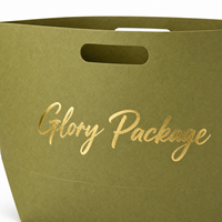 Sac de courses personnalisé en papier kraft vert olive écologique avec poignées découpées et impression de logo en feuille d'or pour vêtements, cadeaux de luxe et vente au détail