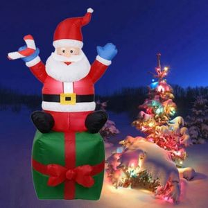 Père Noël gonflable lumineux en terylène fait main de 180 cm (6 pieds) sur boîte cadeau, pour intérieur et extérieur, jardin, hôtel, maison - Product Image 6