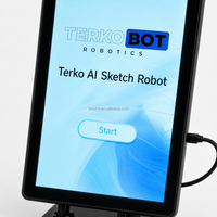 Robot de dessin de portraits interactif pour attraction de centre commercial, bras d'artiste robotique dessinant des portraits de visiteurs en direct dans un espace public