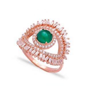 <b>Emerald</b> Eye Design Fine <b>Ring</b> Eye of Evil With Baguette Stone <b>Silver</b> <b>Ring</b> Wholesale Handcrafted <b>Silver</b> <b>Ring</b> - Product Image 2