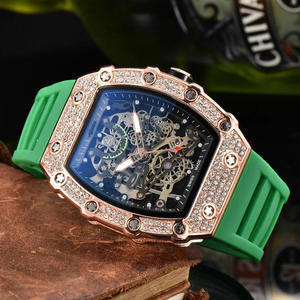 Spot Wholesale Cross-border Foreign Trade Richar Diamond Star Barrel Fashion Personality Quartz <b>Watch</b> Men Alloy Silicone - Product Image 2