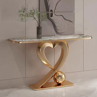 Table console en métal de bonne qualité meubles de maison dessus en marbre de luxe Table d'angle de couloir Table console décorative de salon