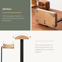 Support universel pour casque en bois BH, support pour casque en bambou avec plateau de rangement supplémentaire pour bureau