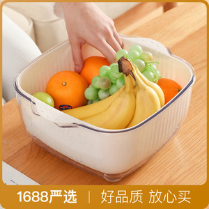 Double Layer Vegetable Washing <b>Basket</b> With Container For Kitchen Storage Fruit And Vegetable Tools Transparent Drain Basin - Product Image 2