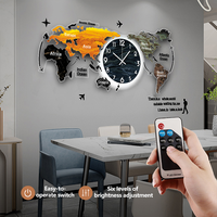 Mural Decorativo de Pared con Mapa del Mundo Creativo de Alta Gama Personalizado por YZOK para Sala de Estar y Oficina, Reloj Silencioso