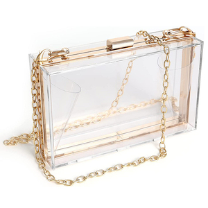 Borsa a Tracolla Trasparente da Donna, Elegante Borsa con Catena Dorata Staccabile, <span class=keywords><strong>Pochette</strong></span> da Sera in Acrilico e Metallo - Product Image 6