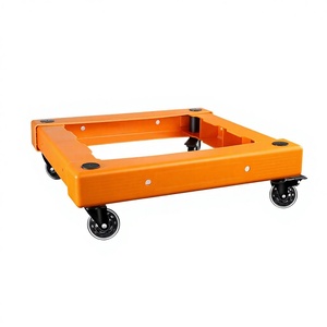 Orange Plastic Platform Cart <b>with</b> Four <b>Wheels</b> Movable <b>Storage</b> <b>Trolley</b> for Household Use - Product Image 1