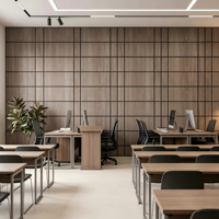 Panneaux acoustiques en fibre de polyester à grain de bois imitation Qinsound, insonorisants, écologiques, décoration murale intérieure pour bureaux modernes