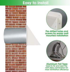 Grille d'aération murale à capot de 6 pouces en acier galvanisé blanc <span class=keywords><strong>pour</strong></span> cuisine extérieure et ventilation de sèche-linge, cache d'évacuation mural - Product Image 6