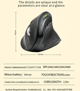 JOMAA Vertical Wireless <b>Mouse</b> Rechargeable RGB Backlit Ergonomic Optical <b>USB</b> Type C <b>Mice</b> for Laptop Right Hand <b>mouse</b> - Product Image 6