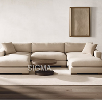 Indoor Home Sofa Sets Möbel Luxus Komfortables Design mit Holzrahmen für Wohnzimmer Esszimmer