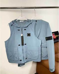 Veste décontractée de luxe Stone, bleu vintage, style streetwear, sport de plein air, respirante, coupe oversize pour homme - Product Image 1