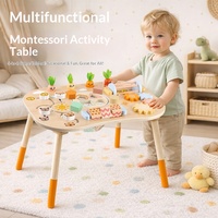 Juguetes de Madera Montessori para Bebés y Niños Pequeños de 1 Año, Juego de Mesa con Cuentas de Dibujos Animados, Entrenamiento de Coordinación Mano-Ojo, Educación