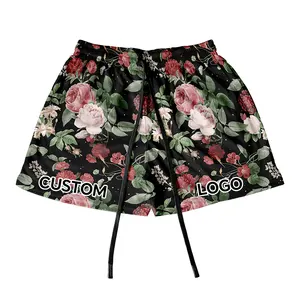 Promotional Muay Thai Shorts Floral Pattern Waistband Men Short High Quality 100% Polyester Quick Drying Mesh Shorts Manufacture