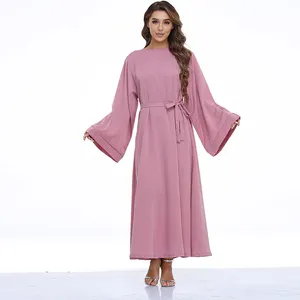 Abaya abito musulmano da donna tinta unita sciolto plus size abiti da donna abito arabo