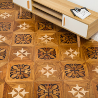 Parquet en bois d'ingénierie multicouche à motif feuille de lotus, parquet en chêne d'ingénierie pour villa