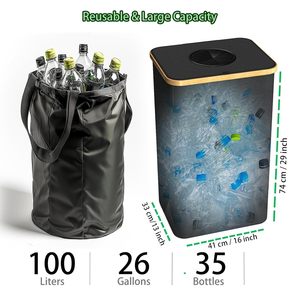 Seau de collecte pliable en plastique rectangulaire de 100 L, type pression, pour bouteilles retournables, avec sac de transport XXL pour la récupération des déchets vides - Product Image 4
