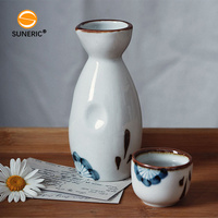 Ensemble de saké japonais en céramique, service à thé, tasse de service à thé, Carafe de luxe, motif des vagues de l'océan, coréen en porcelaine