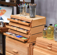 Coffre de rangement pour artiste en bois massif à 3 tiroirs, organisateur de studio pour tubes de peinture