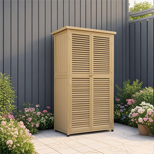 Armoire de rangement en bois <span class=keywords><strong>pour</strong></span> l'extérieur 2 grandes portes en bois Abri de jardin avec toit en asphalte à verrouillage jaune <span class=keywords><strong>pour</strong></span> le rangement extérieur - Product Image 1