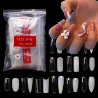 Dernières Nouveautés : 500 Pièces/Sac de Faux Ongles Pré-dessinés, Styles Variés, Couleurs Naturelles et Transparentes, Demi-Couverture et Couverture Complète