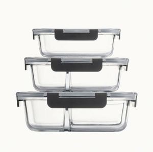 M Mcirco 10-Piece Durable <b>Glass</b> Meal Prep 30 Oz <b>2</b> <b>Compartment</b> Airtight Steamable Lunch <b>Containers</b> Lids <b>Food</b> Storage - Product Image 3