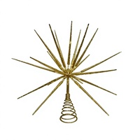 14 Zoll Klassischer Starburst Baumspitzen-Dekor Explodierender Goldstern Dekoration mit Kunststoff-Eisenbasis Weihnachtsbaumspitze Feiertagsheimdekoration