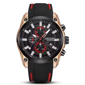 <span class=keywords><strong>Montre</strong></span> à quartz de luxe pour <span class=keywords><strong>homme</strong></span> <span class=keywords><strong>MEGIR</strong></span> 2144, étanche, en silicone, chronographe sportif avec un design tendance, <span class=keywords><strong>prix</strong></span> d'usine original - Product Image 3
