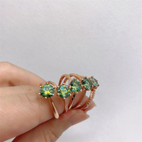 Bague en argent sterling 925 avec diamant vert 1 carat, bague de fiançailles, bague de mariage, anneaux ajustables en moissanite
