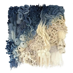 Tapisserie murale moderne texturée motif récif corallien, faite à la main, avec cadre en matériaux écologiques, décoration pour la <span class=keywords><strong>retraite</strong></span> - Product Image 1