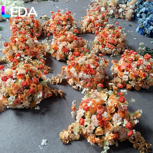 ของตกแต่งงานแต่งงาน LEDA พวงดอกไม้สีส้มสำหรับตกแต่งโต๊ะ ดอกไม้ประดิษฐ์ ลูกบอลดอกกุหลาบสีชมพูอ่อน - Product Image 3